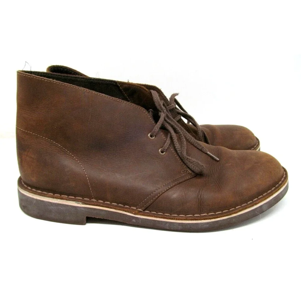 Clarks Bushacre Brown Leather 2-eye Chukka Boots Mens Size US 11.5 M  Made India